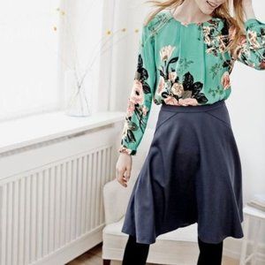 Floral Green Long-Sleeve Women's Blouse